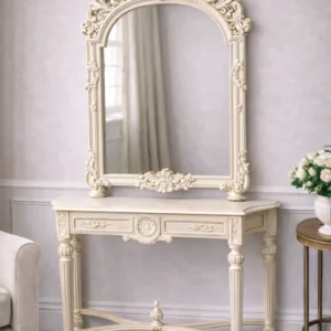 Vintage White Dressing Table with Mirror