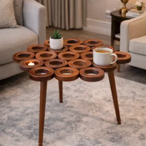 Wooden Candle Holder Coffee Table