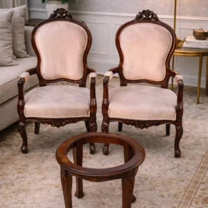 Classic Upholstered Armchair Set.