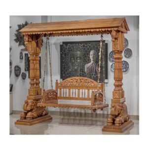 Handmade Teak wooden fine carved Maharaja swing