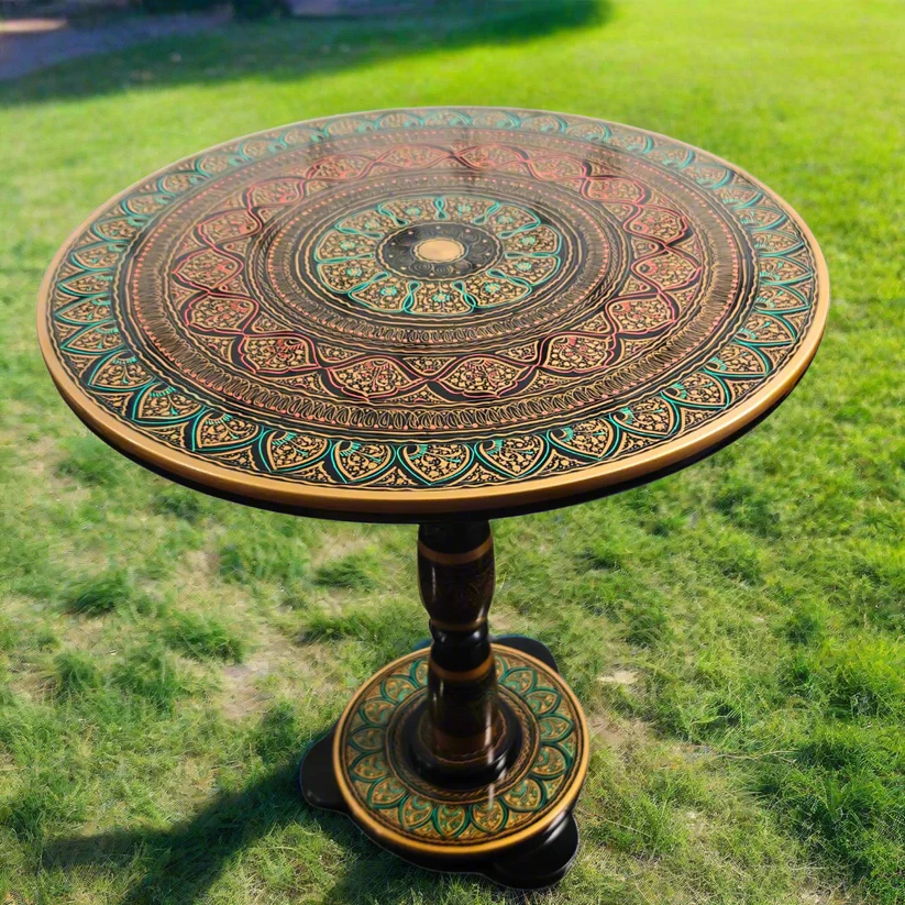Lacquer Art Coffee Table Red Black