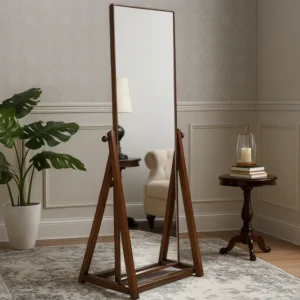 Lean Wall Mirror with Wooden Frame