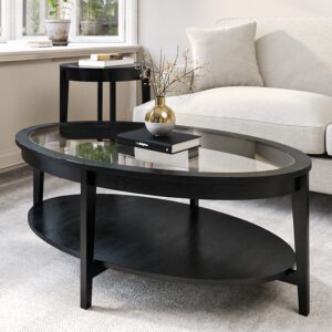 black coffee table oval