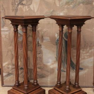pair long flower stand wooden