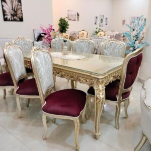Luxury 8 Seater Carved Dining Table Set