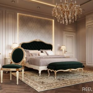 Luxury Velvet Bedroom Set (Green Accent)