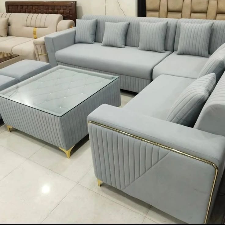 Modern L Shape Sofa Set with Center Table