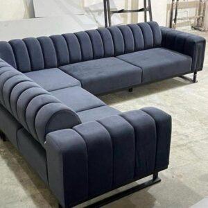 Modern Ribbed L Shape Sofa – Model C