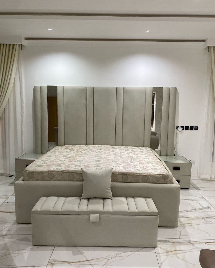 Modern Upholstered Bed with Bench