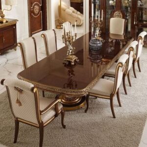 Royal 8 Seater Solid Wood Dining Table Set – Luxury Dining Table