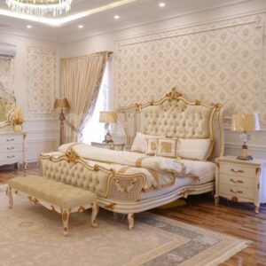 Royal Bedroom Set (Cream & Gold)