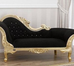 Royal Black & Gold Chaise Lounge