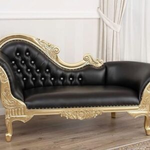 Royal Black & Gold Chaise Lounge – Luxury Sofa