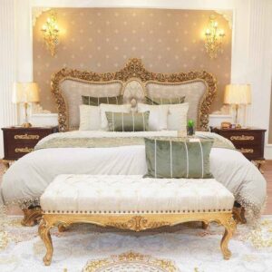 Royal Carved King Size Bedroom Set (Brown & Gold)