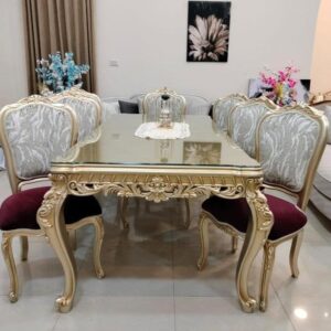 Royal Glass Top Dining Set (6 Seater)