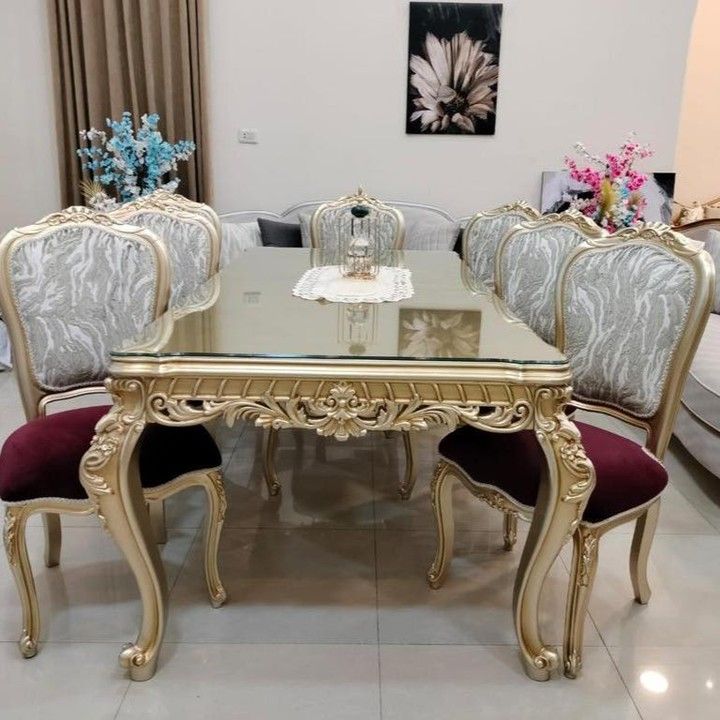 Royal Glass Top Dining Set (6 Seater)