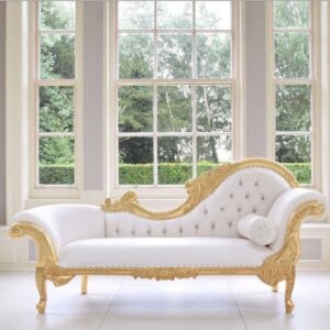 White & Gold Royal Chaise Lounge